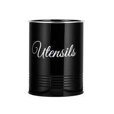 Utensil Pot Black Metal Round Crock Pot Organiser For Utensils