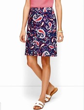Talbots Paisley Watercolor Canvas A-Line Skirt, Size 2