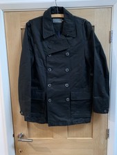 Men's pea coat/ Double-Breasted  Black Cotton Jacket M
