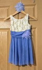 Sz 7 Unique Girls Dance Costume Ballet Recital Dress Blue Tutu Flower Leotard