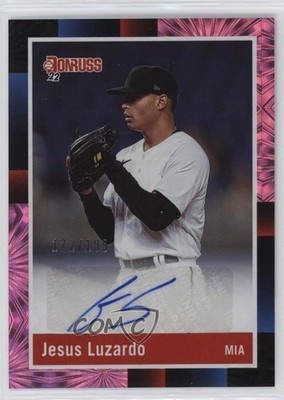 2022 Donruss Retro 1988 Signatures Pink Fireworks /199 Jesus Luzardo Auto 00m9