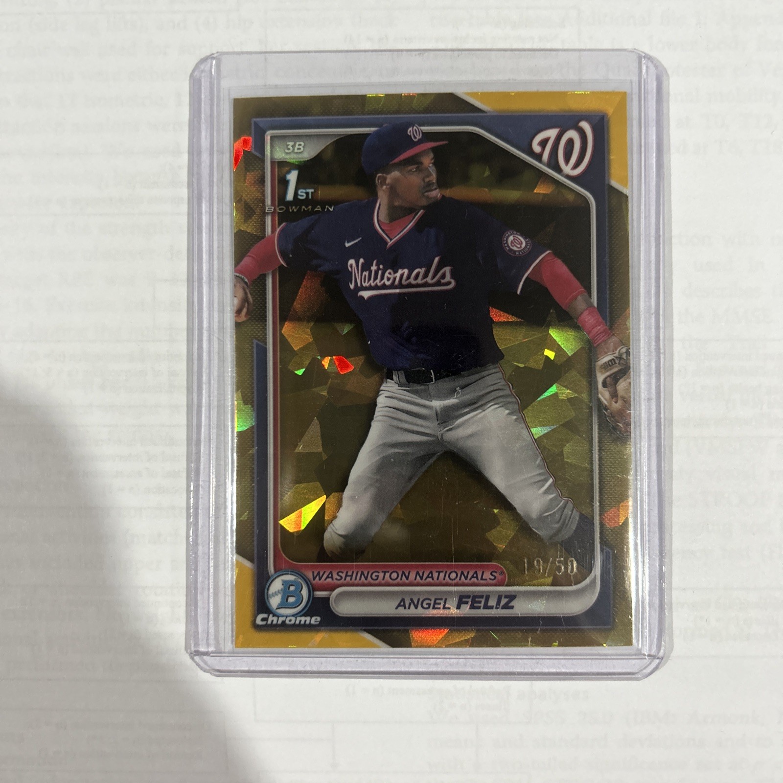 2024 Bowman Chrome 1st #BCP-198 Angel Feliz (RC) Gold Sapphire Refractor /50