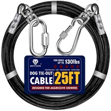 Dog Leads for Yard, 25ft Tie Out Runner Steel Wire Cable, Heavy Duty Pet Teth...