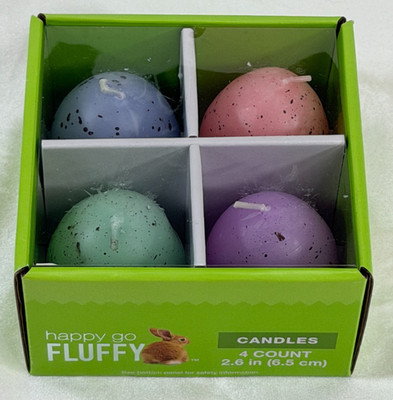 Happy Go Fluffy Easter Egg Candles Speckled Pastel Set of 4 2.6in