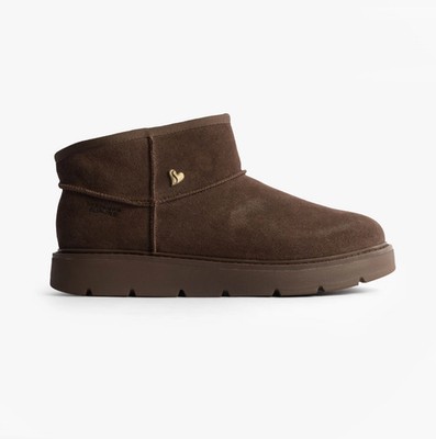 Skechers Keepsakes Mini Damen Leder Zum Überziehen Freizeit Schokolade Lammfell Stiefel