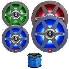 2x JBL Club Marine 6.5" 225W RGB LED Speakers, 2x 8" RGB LED Speakers, Wire