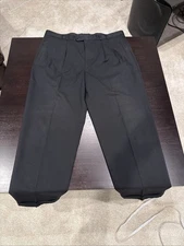 Cutter & Buck Black Trousers Pants Pleated Front Sz 38x30 Mens Vintage