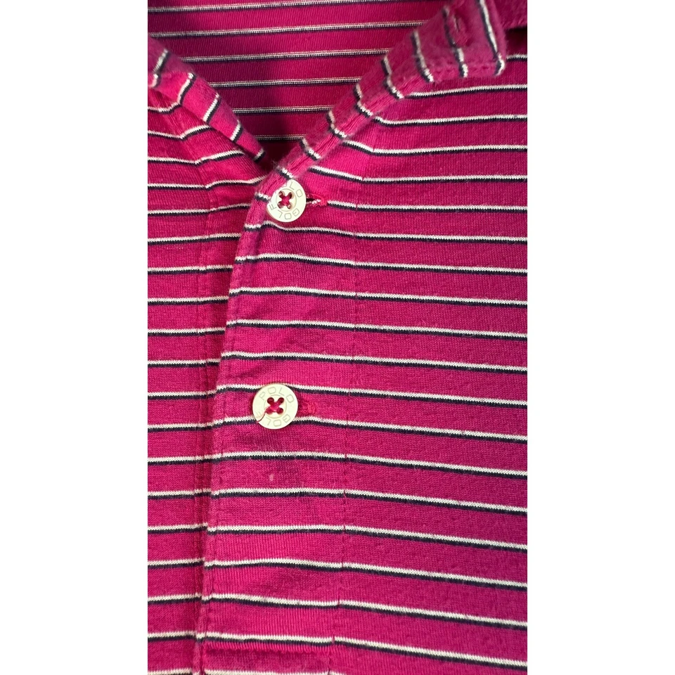 Polo Golf Ralph Lauren Blanco Rayas Algodón Pima Golf Polo Rosa Camisa Para Hombre XXL Foto 3 de 4