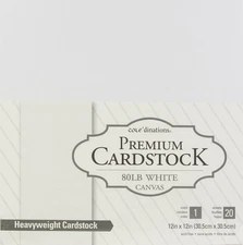 Core'dinations Value Pack Cardstock 12"X12" 80lb 20/Pkg-White Canvas