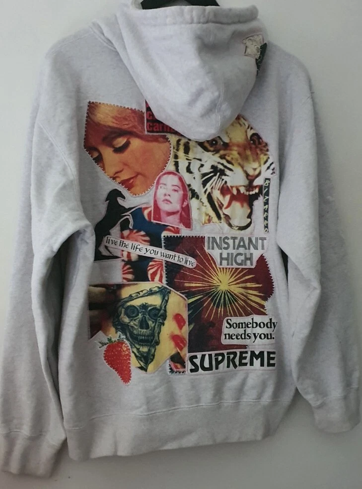 Sweat à capuche SS22 Supreme Instant High Patches M gris bruyère moyen sweat à capuche