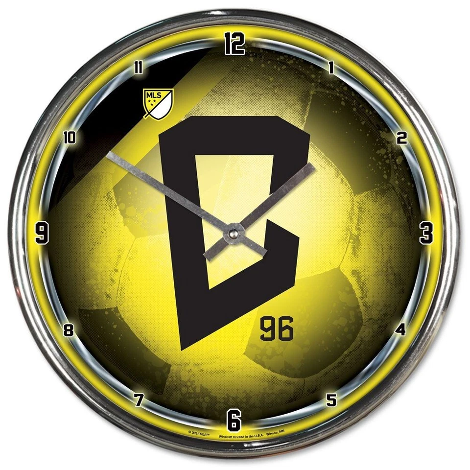COLUMBUS CREW SC 12" CHROME ROUND WALL CLOCK NEW WINCRAFT 👀 - Image 1 of 1
