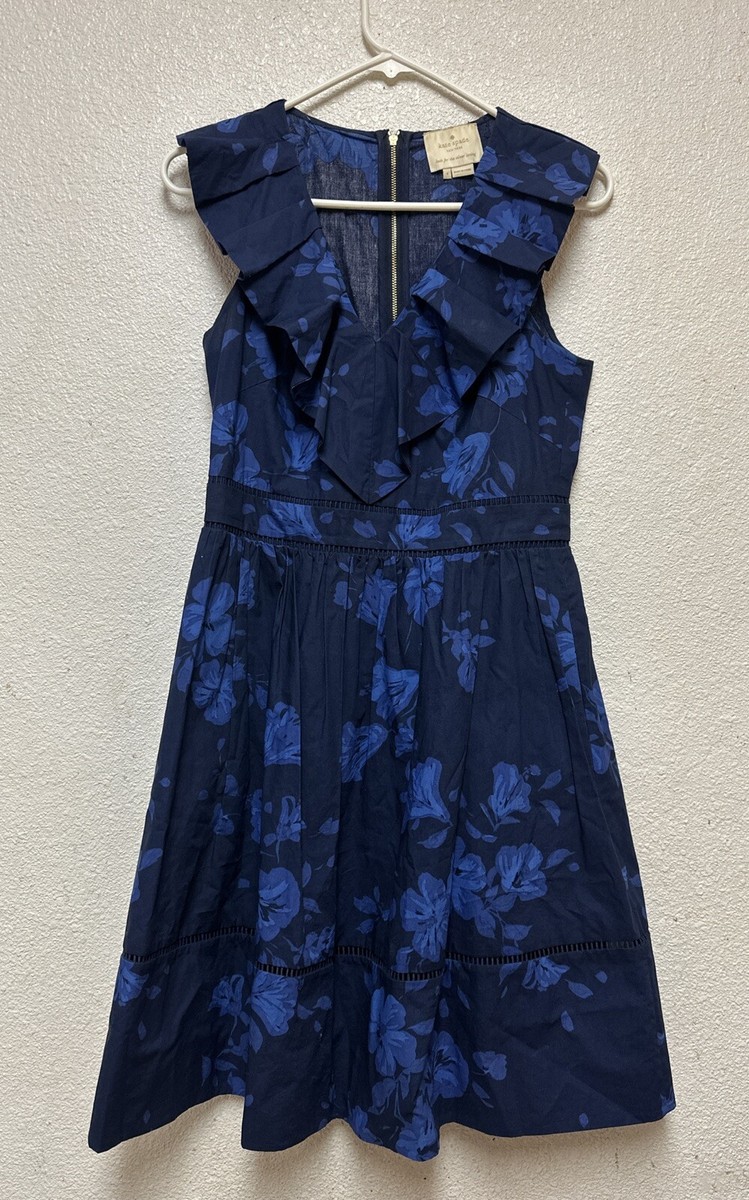 Kate Spade Ruffle Hibiscus Fit And Flare Dress Pre Owned Sz 4 EUC