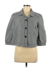 Ann Taylor Loft Women  s Size 8 Cropped Double Pocket Button Jacket Striped