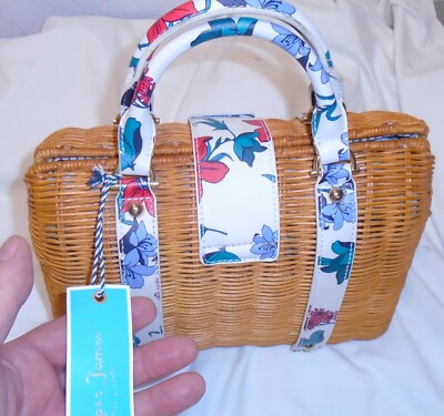 Draper James Elliston Wicker Top Handle Satchel Floral $195.00 Rattan STRONG