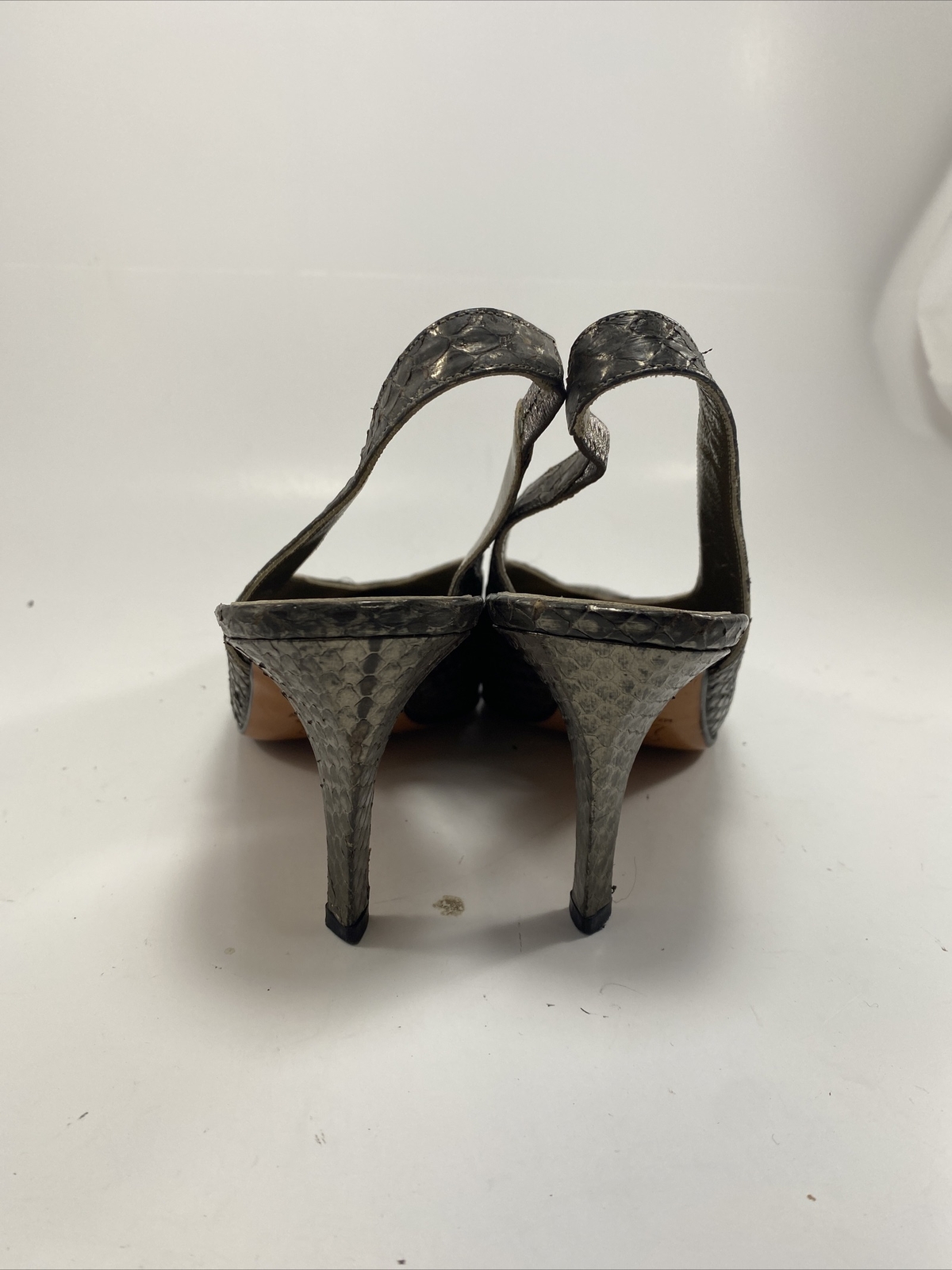 Décolleté a punta YVES SAINT LAURENT pelle di serpente con cinturino alla caviglia taglia 7 5 M *