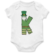 Personalised Boys St Paddys Day Babygrow Leprechaun Initial Patricks Baby Luc...
