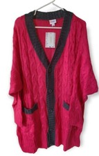 Lularoe Large Lucille Cardigan Button L Hot Pink  Gray Grey HTF NEW 