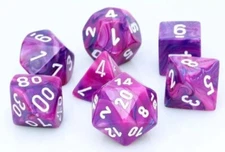 Chessex Festive Polyhedral 7-Die Set Violet w/ White NEW 27457 D&D RPG MTG 40K 