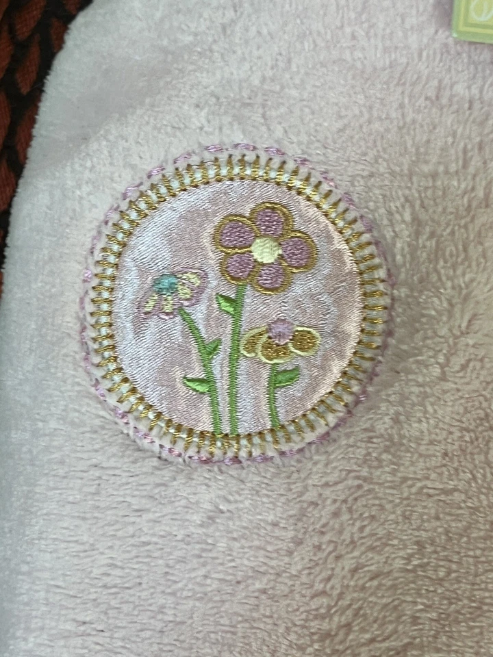 NEW BEANSPROUT BLANKET SOLID PINK APPLIQUÉD CIRCLE FLOWER RAINBOW DISCONTINUED Foto 2 de 4