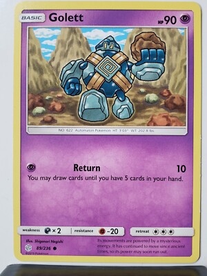 Golett 89/236 LP / VLP - Cosmic Eclipse Sun Moon Pokemon Card $2 Flat Shipping