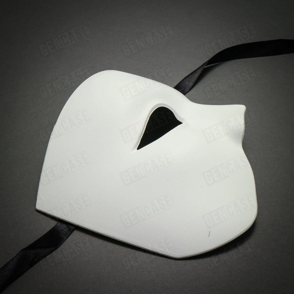 White Phantom Masquerade Costume Dress Up Half Face Men Wedding Party Eye Mask - Image 4 of 4