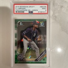 2019 Bowman Chrome Draft Sapphire CJ Abrams 1st Green Refractor #32/99 PSA 9