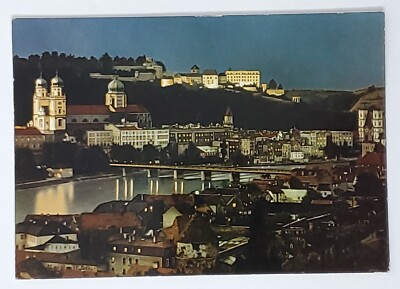 Postcard Die Drei-Flüsse-Stadt PASSAU Nachtaufnahme Three River City Germany