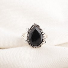 Black Onyx Gemstone 925 Sterling Silver Ring Handmade Jewelry Ring For Gift