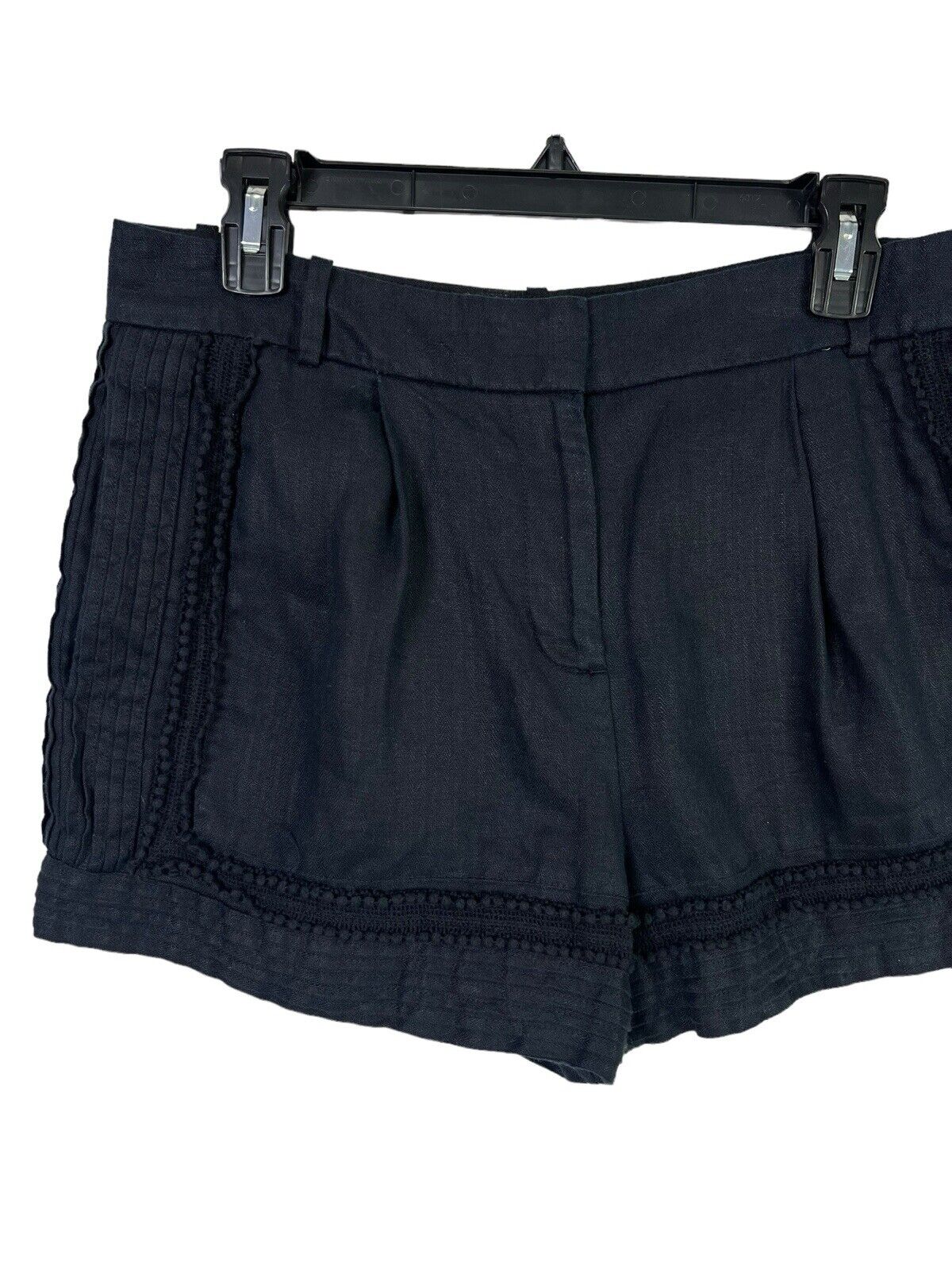 J. Crew Womens Shorts Black  100% Linen Lace Trim… - image 3