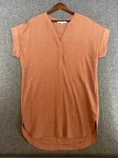 ASTR The Label Women’s Medium Orange Short Sleeve Tunic Mini Dress Linen Blend