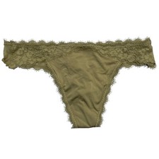 NWT AERIE High Cut Thong Sz S-M-XXL Light Olive Green Silky Lace Mesh