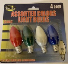 4 pack of NEW Candelabra Base C7 Night Light Bulb 5W Multicolored