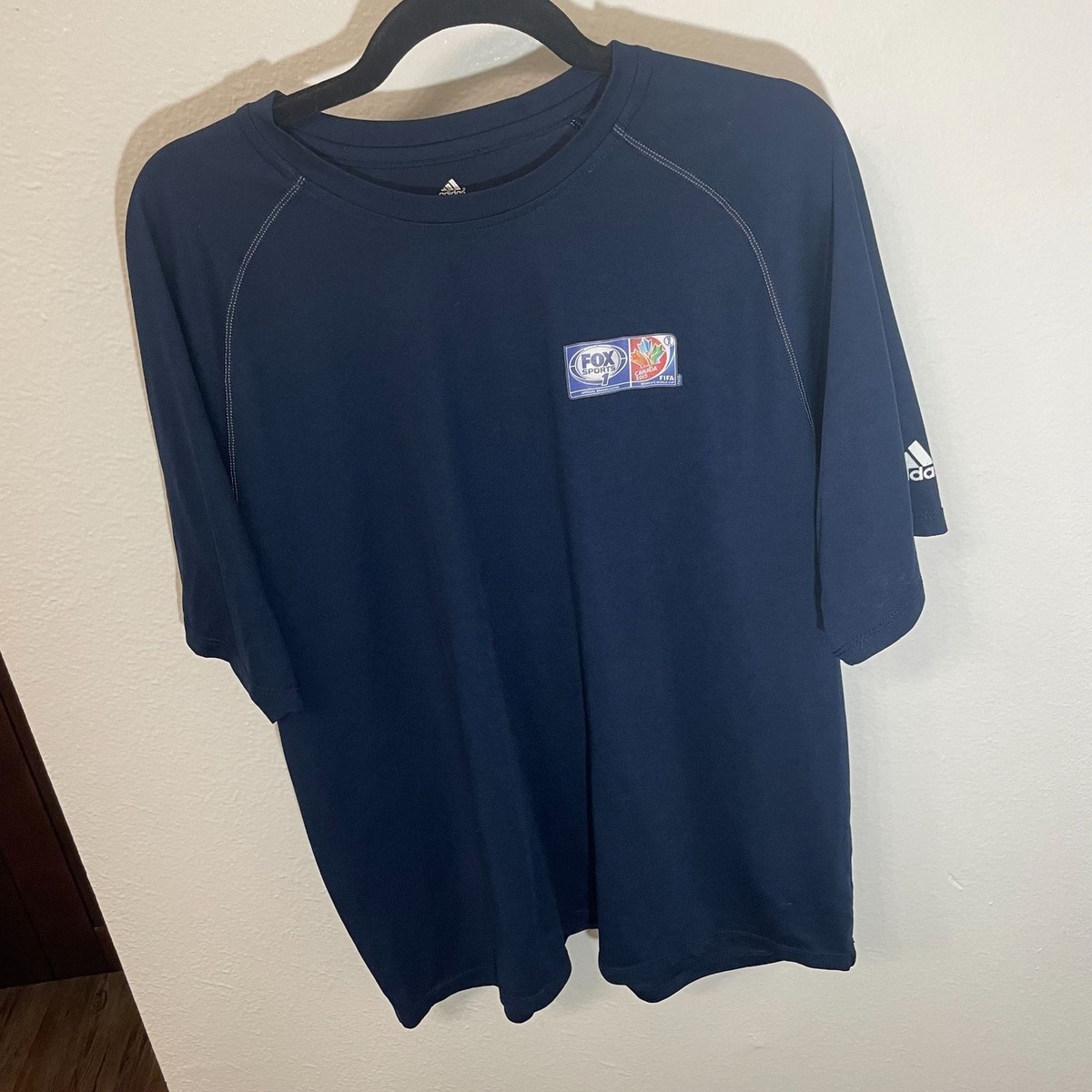 Adidas Fox Sports Navy Blue Workout T-Shirt Mens Size Large (Canada 2015  FIFA)
