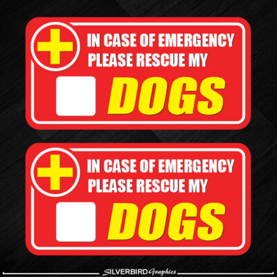 2x Dog Pet Rescue Sticker Emergency Fire Safety Safe Warning Caution Pets Cat 