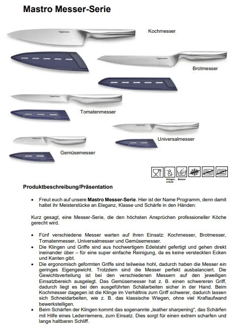 Tupperware Mastro Messer Set (5) NEU - Bild 3 von 4