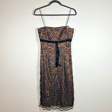 JS Boutique Size 6 Vintage Y2K Black Lace Beaded Spaghetti Strap Dress