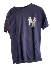 Vtg Derek Jeter 2 T-Shirt Men Size Lg Blue Majestic New York Yankees Casual Tee