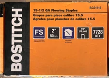 Bostitch BCS1516 2-in Leg x 1/2-in 15.5-Gauge Flooring Staples 7728-Per Box NEW*