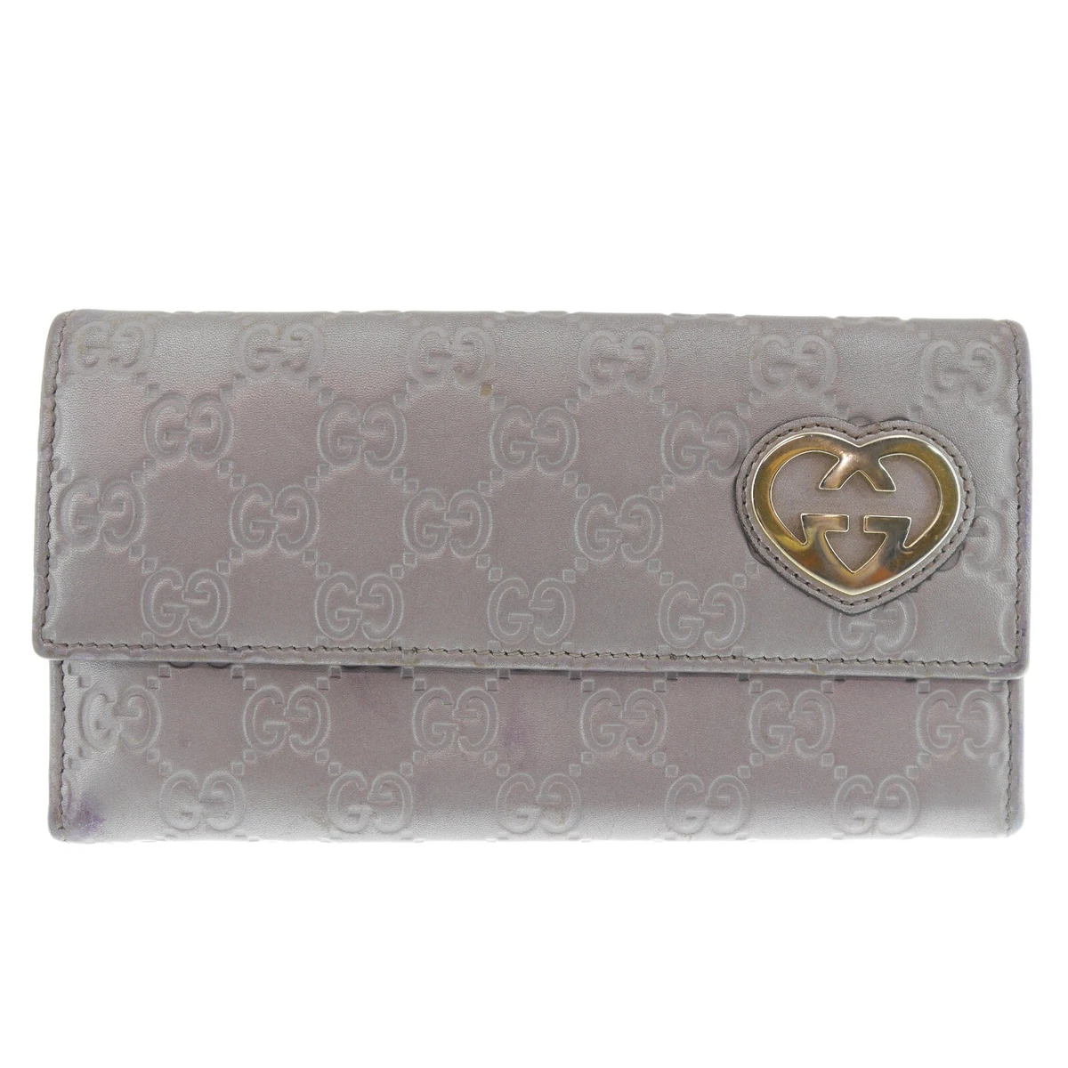 Gucci Continental GG Canvas Heart Vintage Long Wallet