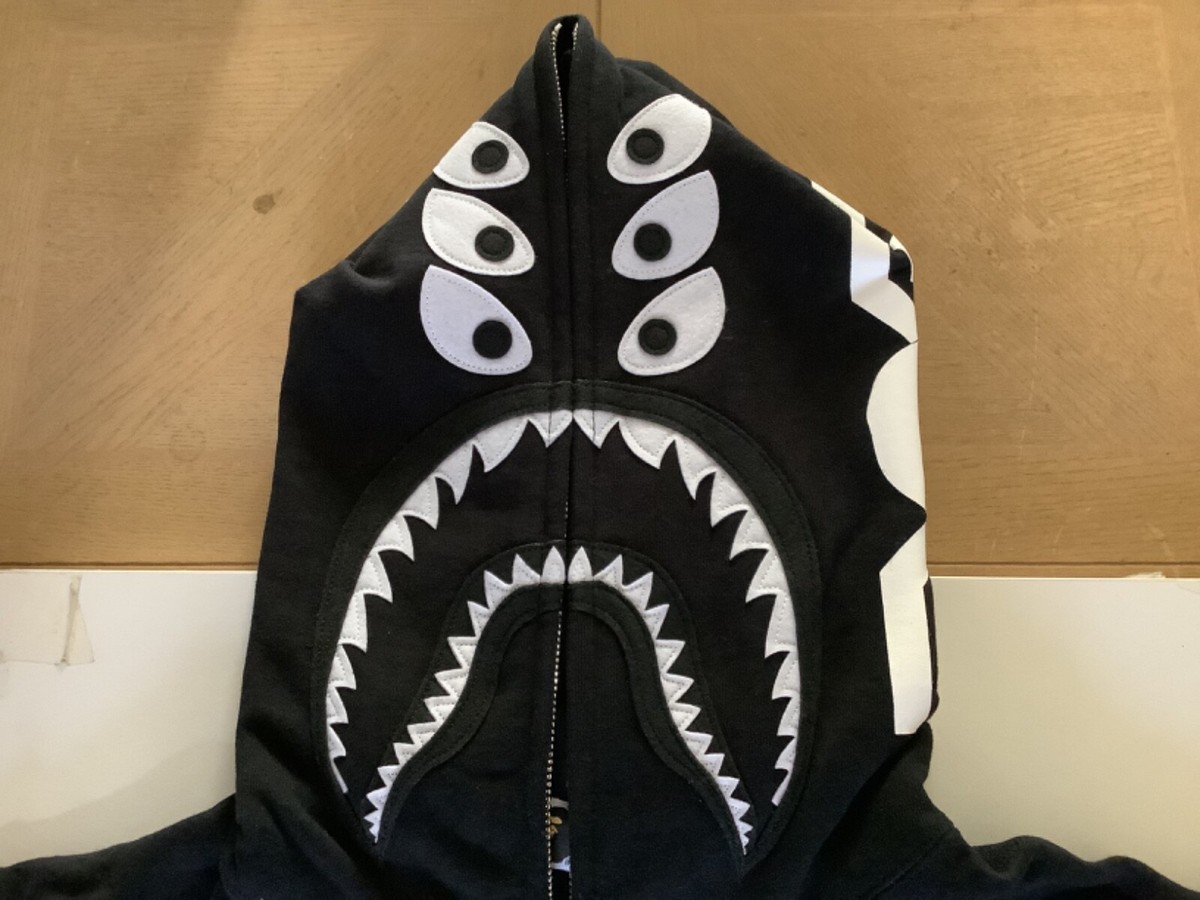 Authentic ape bape x bounty hunter mad shark full zip hoodie