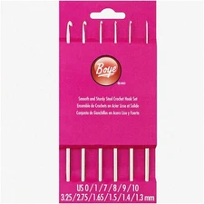 Silver Steel Crochet Hook Set - US Sizes 0, 1, 7, 8, 9, 10: Craft with Precision