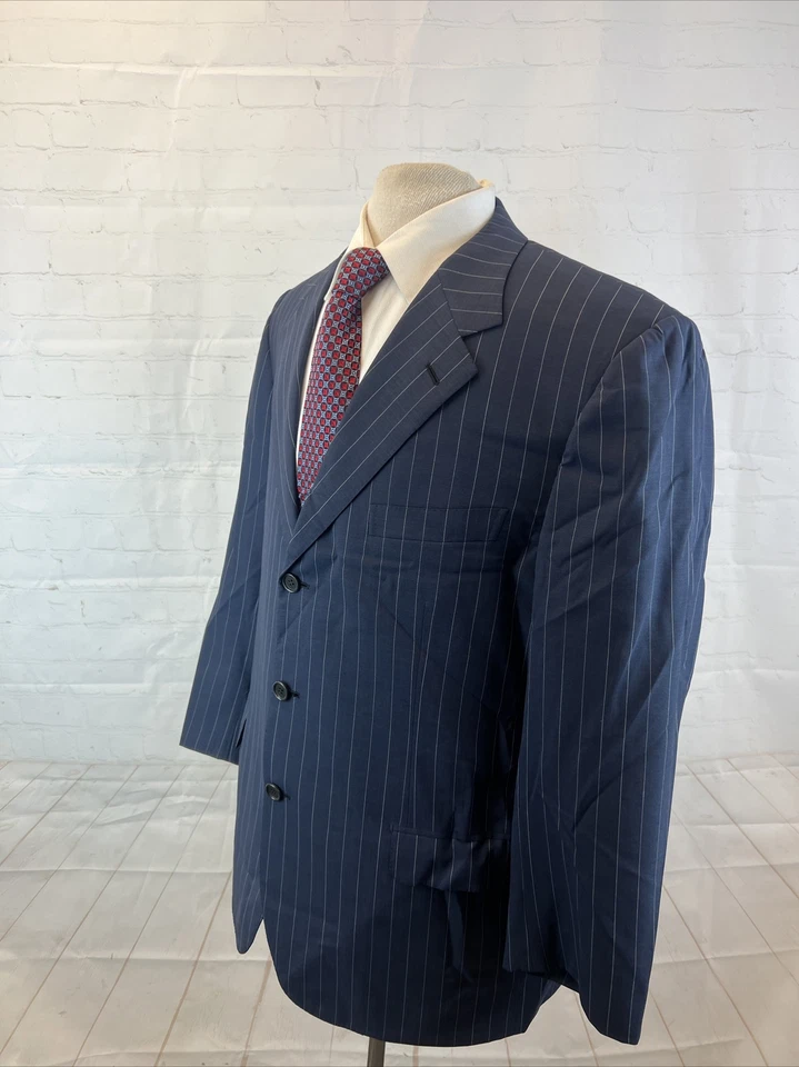Brioni Men's Navy Blue Striped Wool Suit 46R 39X27 $5,295 - Image 3 of 4