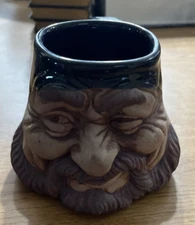 3d Face Mustache Smirk Pottery Stoneware Mug