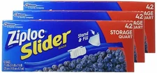 Ziploc Slider storage bags, quart, 42 ct (Pack 3)