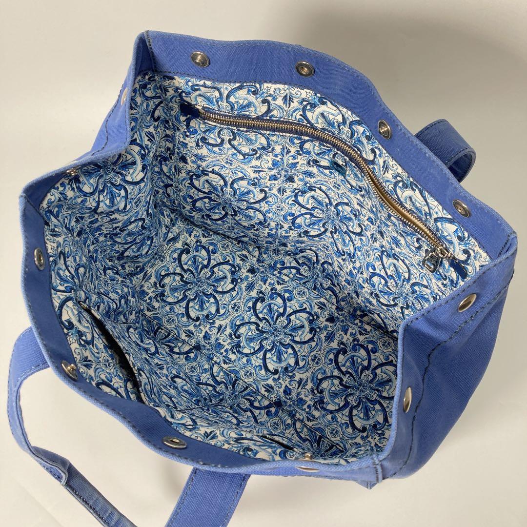 D&G Dolce & Gabbana Canvas Tote Bag Blue Women's From Japan