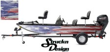 Distressed American Flag USA Fish Graphic Fishing Vinyl Boat Bass Decal Wrap Kit