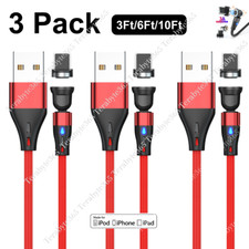 3Pack 540  Magnetic USB Fast Charging Cable Cord For iPhone 14 13 12 11 XR XS 8