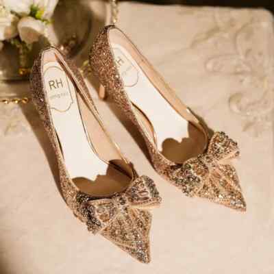 Pointed Toe Pumps Women heels Gold Silver High Heels Party Wedding Shoes