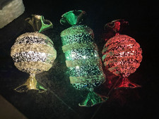 Large Light Up Christmas Peppermint Decor Decoration Set of 3 Red Green Gold