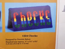 Vintage Creative Circle Kit #1224 "Checks" Plastic Canvas Checkbook Holder